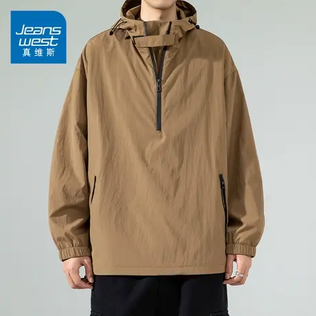 KZ真维斯春秋季山系冲锋衣服男士夹克外套连帽卫衣防风登山装上装商品大图