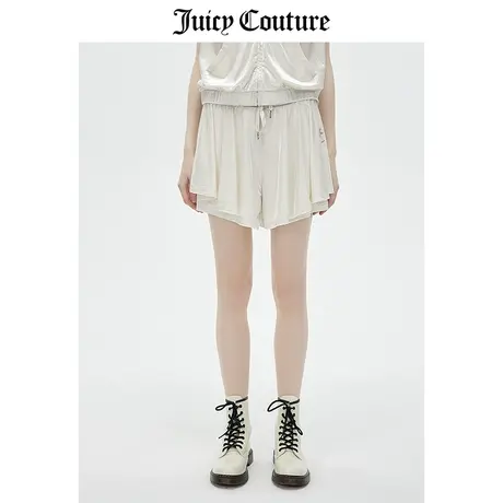 Juicy Couture橘滋短裤女2023夏季新款美式天鹅绒亮面花边休闲裤商品大图