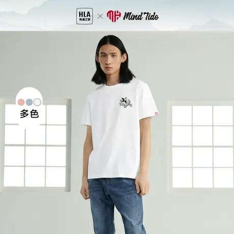 HLA/海澜之家中国心短袖T恤2023春夏新棉盖丝厚板印花透气上衣男商品大图