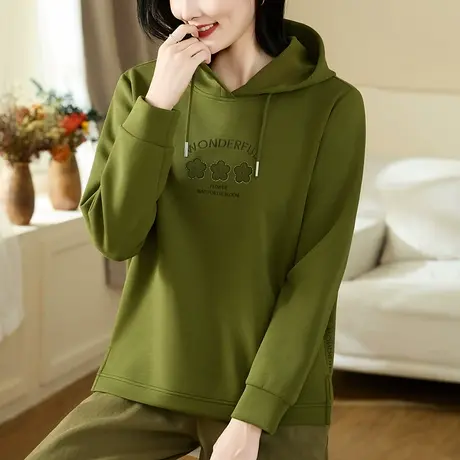 宽松连帽卫衣女春秋季今年流行的上衣洋气减龄中年妈妈休闲服外套图片
