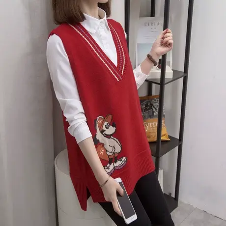 v领毛衣坎肩2023秋装新款宽松慵懒风马夹外穿上衣针织马甲背心女图片