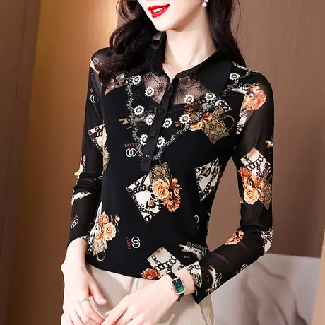 加绒打底衫女内搭长袖春秋冬2023年新款百搭时尚蕾丝漂亮洋气小衫图片