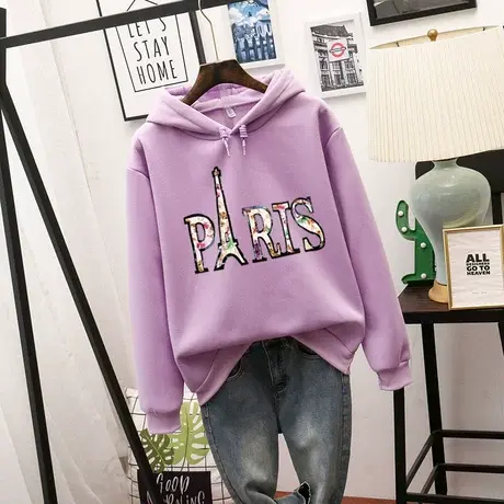 加绒加厚冬卫衣女新款2023年秋季女士宽松韩版秋冬春秋潮ins连帽商品大图