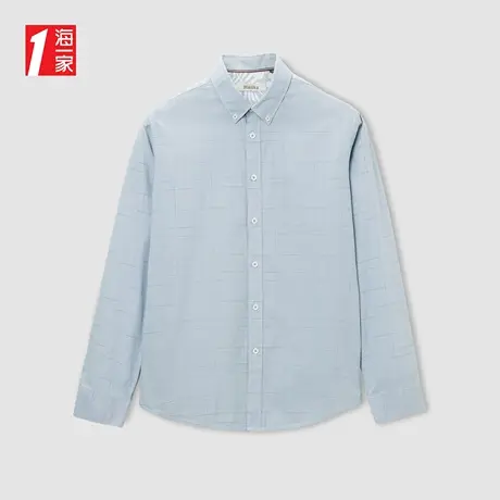 海一家时尚花纹长衬2023秋季新款扣领尖领青春休闲舒适长袖衬衫男商品大图