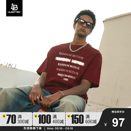 Lilbetter男士短袖T恤新款美式体恤街头潮流五分袖夏季纯棉半袖LB商品大图