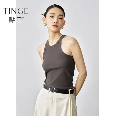 TINGE贴己罗纹吊带背心女夏外穿2025新款修身针织打底无袖上衣图片