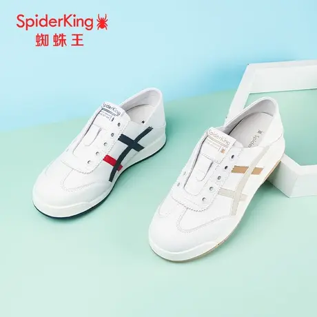 SPIDER KING/蜘蛛王德训鞋真皮2024春商场小白鞋运动百搭可踩平底图片