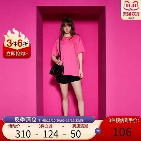 Juicy Couture橘滋2023新款怦然心动立体印花廓版落肩女T恤图片