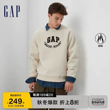 Gap男女装秋季2023新款LOGO仿羊羔绒宽松廓形卫衣762596休闲上衣图片
