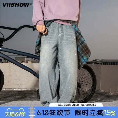 VIISHOW水洗直筒宽松廓形牛仔裤男2025年春季新品简约潮流行长裤商品大图
