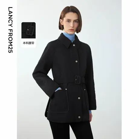 朗姿高级感洋气冬季加厚外套2024年新款气质显瘦菱格棉服短大衣女图片