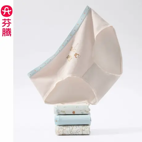 芬腾短裤内裤女纯棉中腰抗菌裆可爱全棉透气高中学生少女士三角裤商品大图
