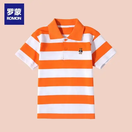 罗蒙夏装儿童条纹polo短袖T恤大童休闲男童半袖上衣潮衣时髦韩版图片