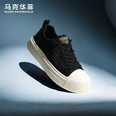 马克华菲休闲鞋男款2025秋季新款时尚厚底增高黑白板鞋高端运动鞋商品大图