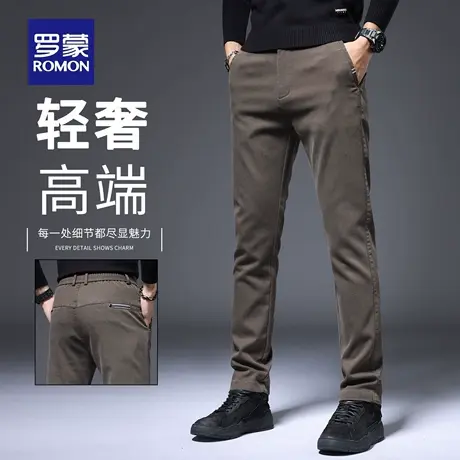 罗蒙潮流休闲裤男2025新款修身直筒弹力百搭抗皱秋季长裤子男N1Z商品大图