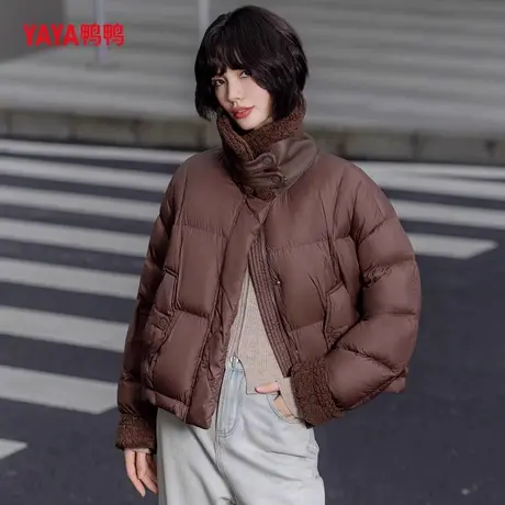 鸭鸭羽绒服女短款2025年冬季新款保暖宽松时尚休闲百搭立领外套YZ商品大图