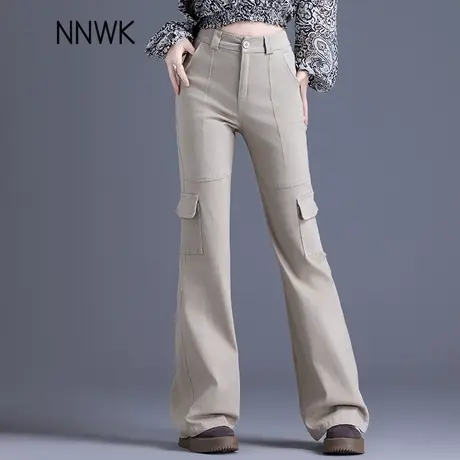 美式微喇工装裤女2025新款春夏高街小众设计感喇叭裤高腰显瘦长裤商品大图