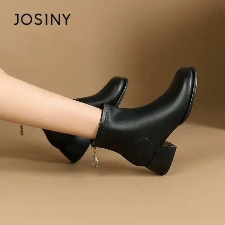 卓诗尼女靴短靴女新款秋冬马丁靴瘦瘦靴百搭平底粗跟短靴雪地靴图片