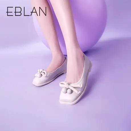 伊伴女鞋春季小众设计感平底鞋休闲舒适一脚蹬柔软羊皮单鞋女图片