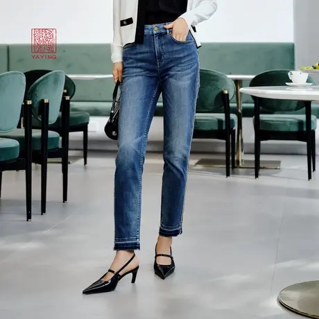 EP雅莹高端系列 时尚通勤直筒绢丝牛仔裤 春装商场同款J601A图片