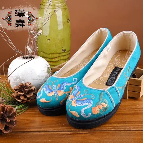 汉舞布鞋民族风女鞋帆布鞋刺绣布鞋舒适平跟套脚鞋 采萱商品大图