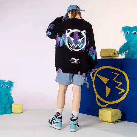 yep小恶魔假两件卫衣女款春秋小众潮牌外套街头超酷上衣复古美式商品大图