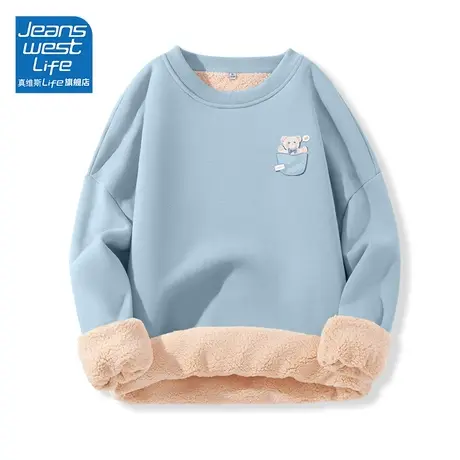 真维斯LIFE2023新款爆款加绒圆领卫衣女秋冬季慵懒风百搭设计感W图片