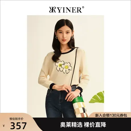 Smiley®联名YINER音儿女装2022秋新款法式笑脸针织衫商品大图