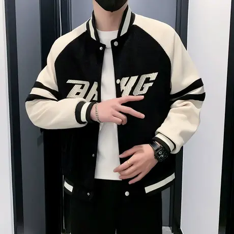 2023新款春秋季撞色棒球服外套潮流休闲男装痞帅褂子ins潮牌夹克商品大图