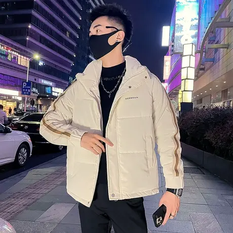 条纹棉衣男款冬季2023新款潮牌立领宽松加厚青年保暖棉服外套ins图片