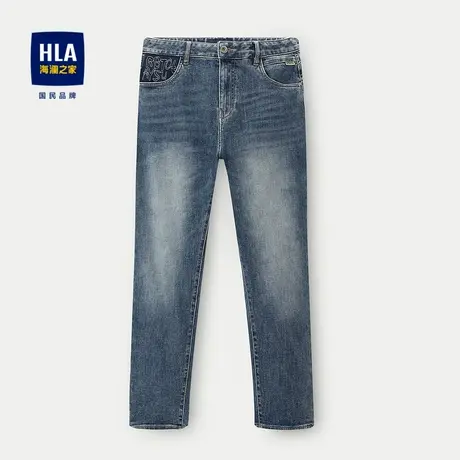HLA/海澜之家棉弹牛仔裤2023秋季舒适宽松小脚弹力有型裤子男图片
