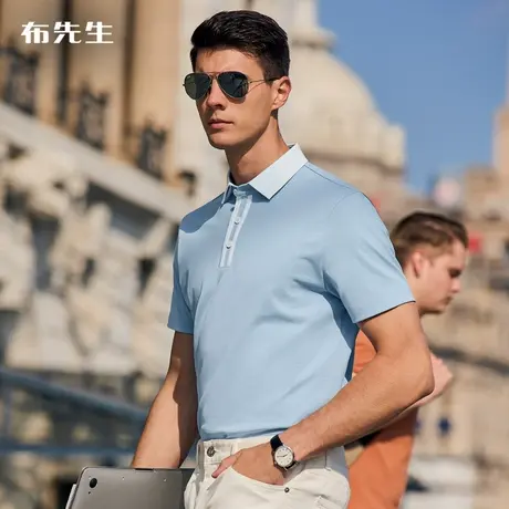 MrBu布先生拼色翻领美式POLO衫春夏排汗速干男士短袖AT12072商品大图