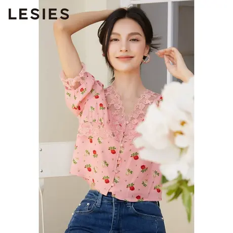 蓝色倾情 夏女装新款 少女感蕾丝小衫泡泡袖雪纺上衣薄款开衫图片