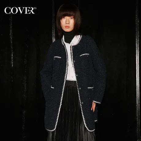 COVER冬季织带圈圈毛葱丝小香风外套商品大图