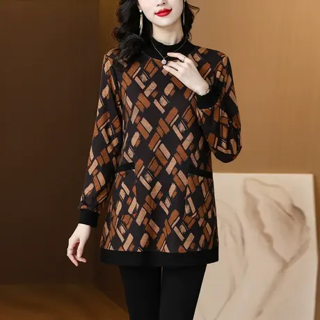 秋冬保暖打底衫女长袖百搭2023新款洋气内搭上衣服加绒加厚中长款商品大图