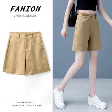五分短裤女2024新款夏季薄款高腰宽松直筒显瘦a字阔腿4分外穿短裤商品大图