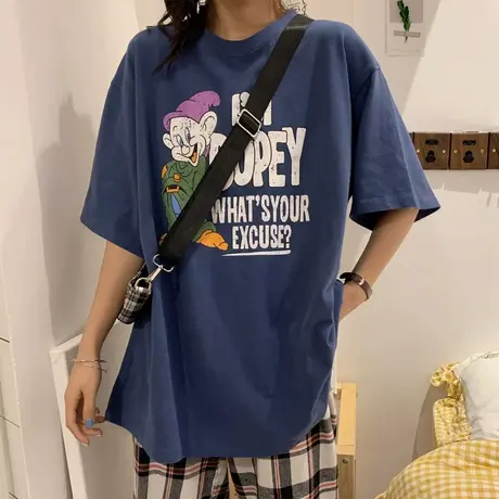 网红港风短袖t恤女2020新款韩版宽松bf原宿风半袖ins超火上衣服潮商品大图