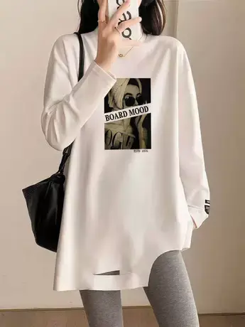 半高领内搭长袖t恤女打底衫2022秋冬新款中长款双面德绒洋气上衣图片