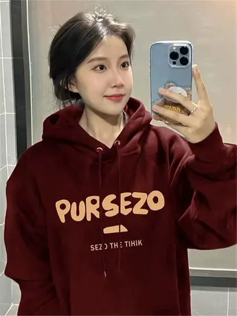 连帽卫衣女hiphop高街大码加绒外套美式ins潮牌秋冬复古保暖上衣商品大图