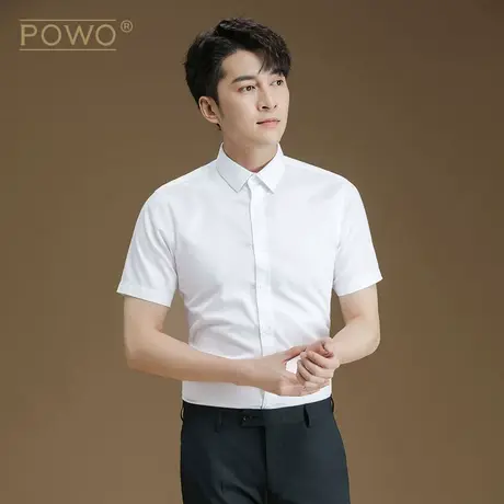 男士短袖衬衫夏季款商务休闲新疆长绒棉DP免烫合身纯色男装白衬衣图片
