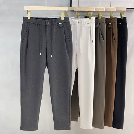 休闲西裤男士春秋款2023新款秋冬宽松直筒垂感毛呢加厚长裤子男款商品大图