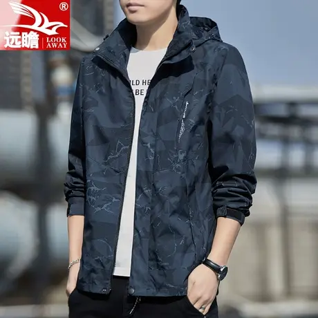 男士外套春秋季冲锋衣潮牌休闲连帽防风飞行夹克男休闲上衣服男款商品大图