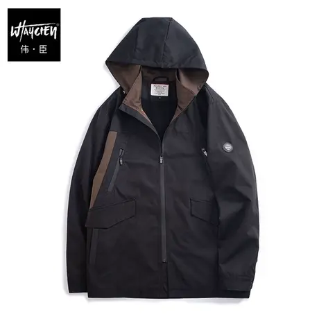 伟臣秋冬新品大码男式夹克胖子连帽加肥加大外套肥佬冲锋衣男图片