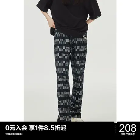 太平鸟SUPERCHINA系列不规则格纹牛仔裤ASHAC1403商品大图
