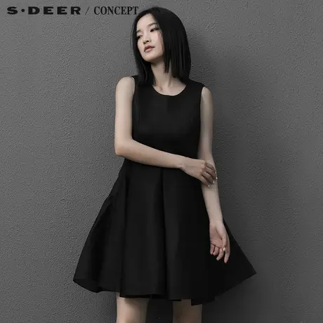 sdeer圣迪奥女装挺括分节高腰连衣裙S15381299图片