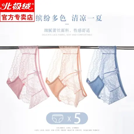 北极绒性感蕾丝薄款纯棉裆透气透明夏无痕收腹中腰提臀女士内裤商品大图