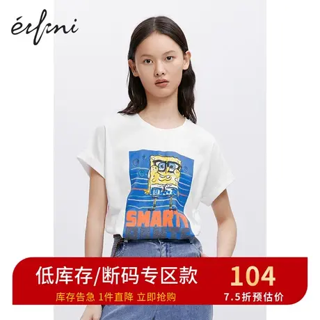商场同款海绵宝宝伊芙丽新款短袖印花宽松休闲T恤女1B6201431图片
