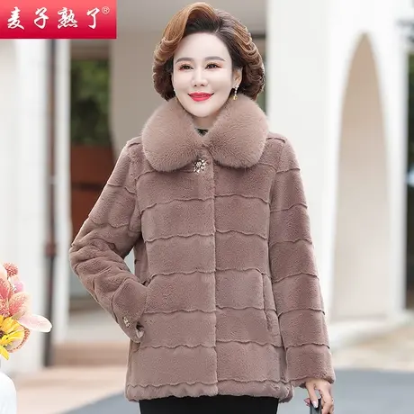 2023冬新款妈妈装仿水貂绒加厚保暖夹棉外套气质中老年人女装棉袄图片