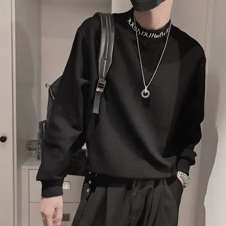 秋季时尚休闲小字母装饰简约潮牌潮流学生青少年个性痞帅男士卫衣商品大图