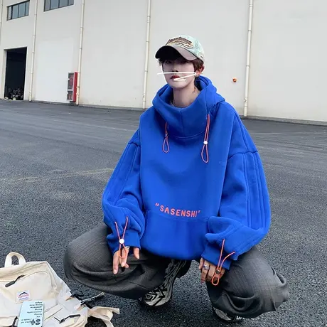 美式高街套头连帽卫衣男重磅外套秋冬新款ins潮牌运动休闲设计感商品大图